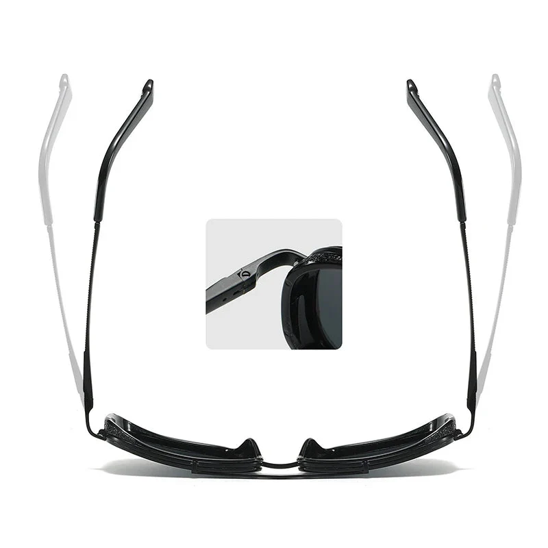 Retro Metal Frame Rectangle Lightweight Glare-Reducing Driving Sunglasses - Image 5