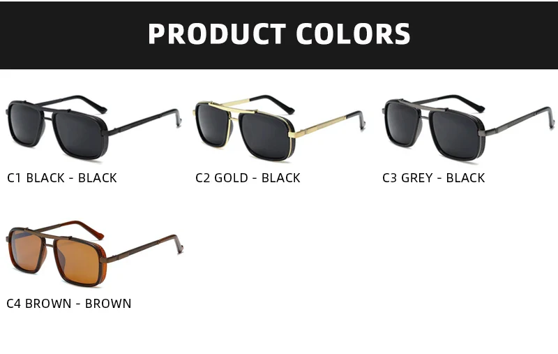 Retro Metal Frame Rectangle Lightweight Glare-Reducing Driving Sunglasses - Image 9