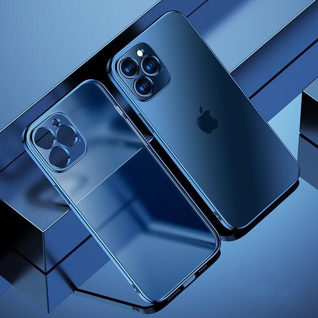 Luxury Square Frame Plating Clear iPhone Case - Image 2