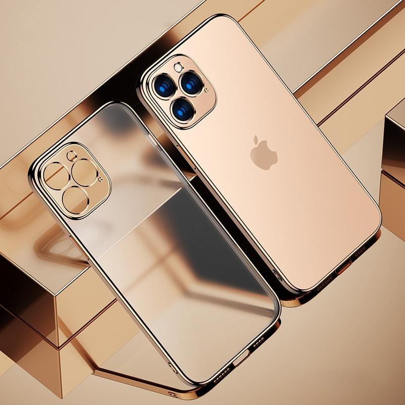 Luxury Square Frame Plating Clear iPhone Case - Image 4