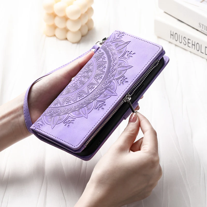 Full Screen Protection Deluxe Zipper Wallet Case with Foldable Kickstand for iPhone - Image 17