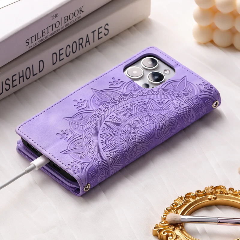 Full Screen Protection Deluxe Zipper Wallet Case with Foldable Kickstand for iPhone - Image 19