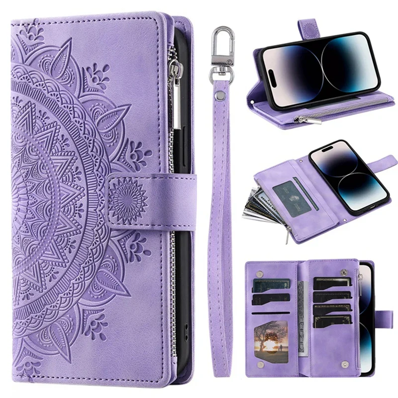 Full Screen Protection Deluxe Zipper Wallet Case with Foldable Kickstand for iPhone - Image 2