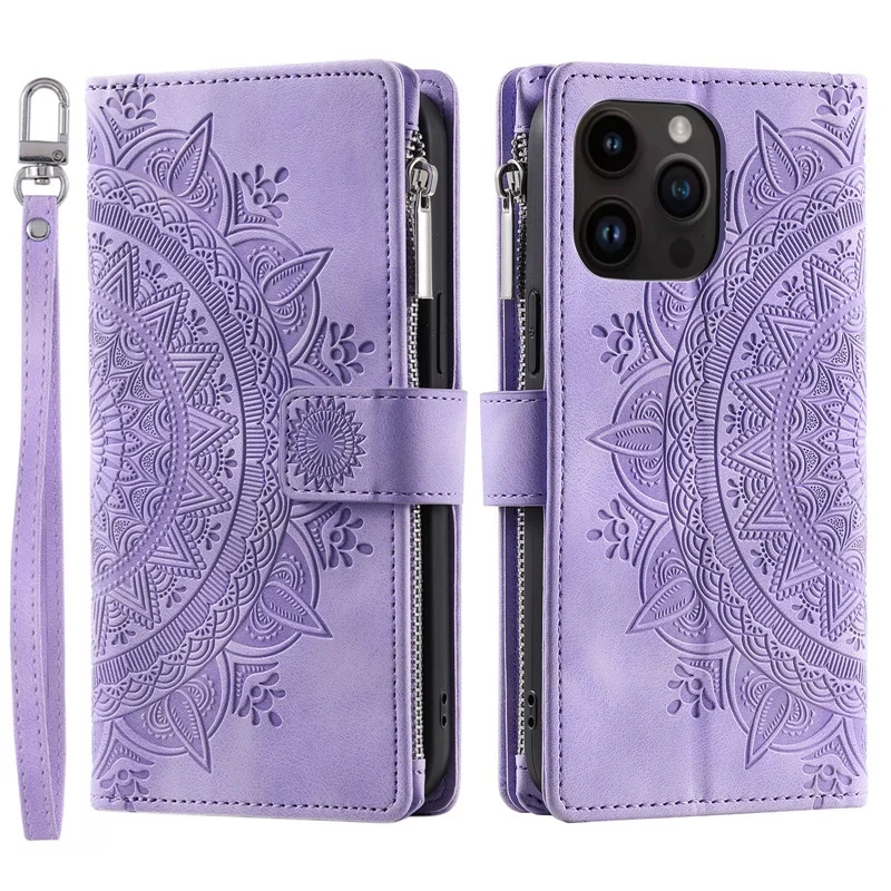 Full Screen Protection Deluxe Zipper Wallet Case with Foldable Kickstand for iPhone - Image 3