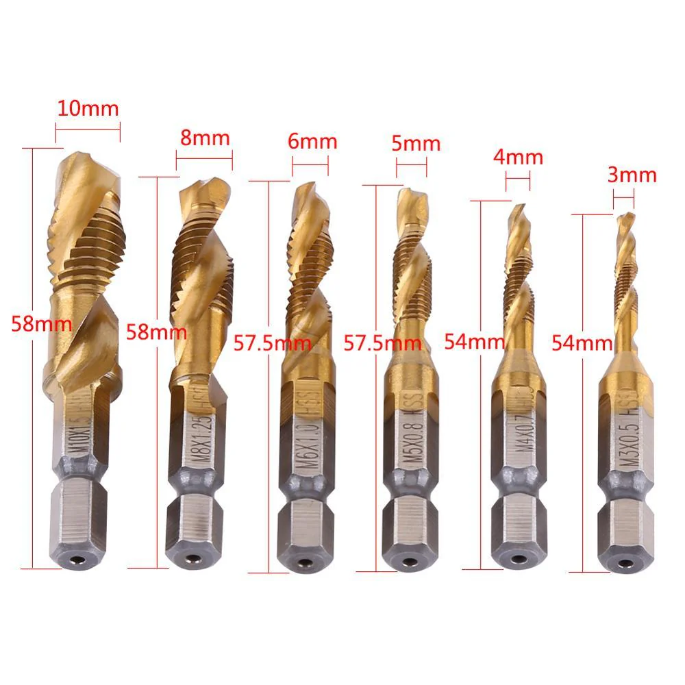 Thread Tap High-Speed Steel (HSS) Drill Bits Set (6pcs) - Image 8