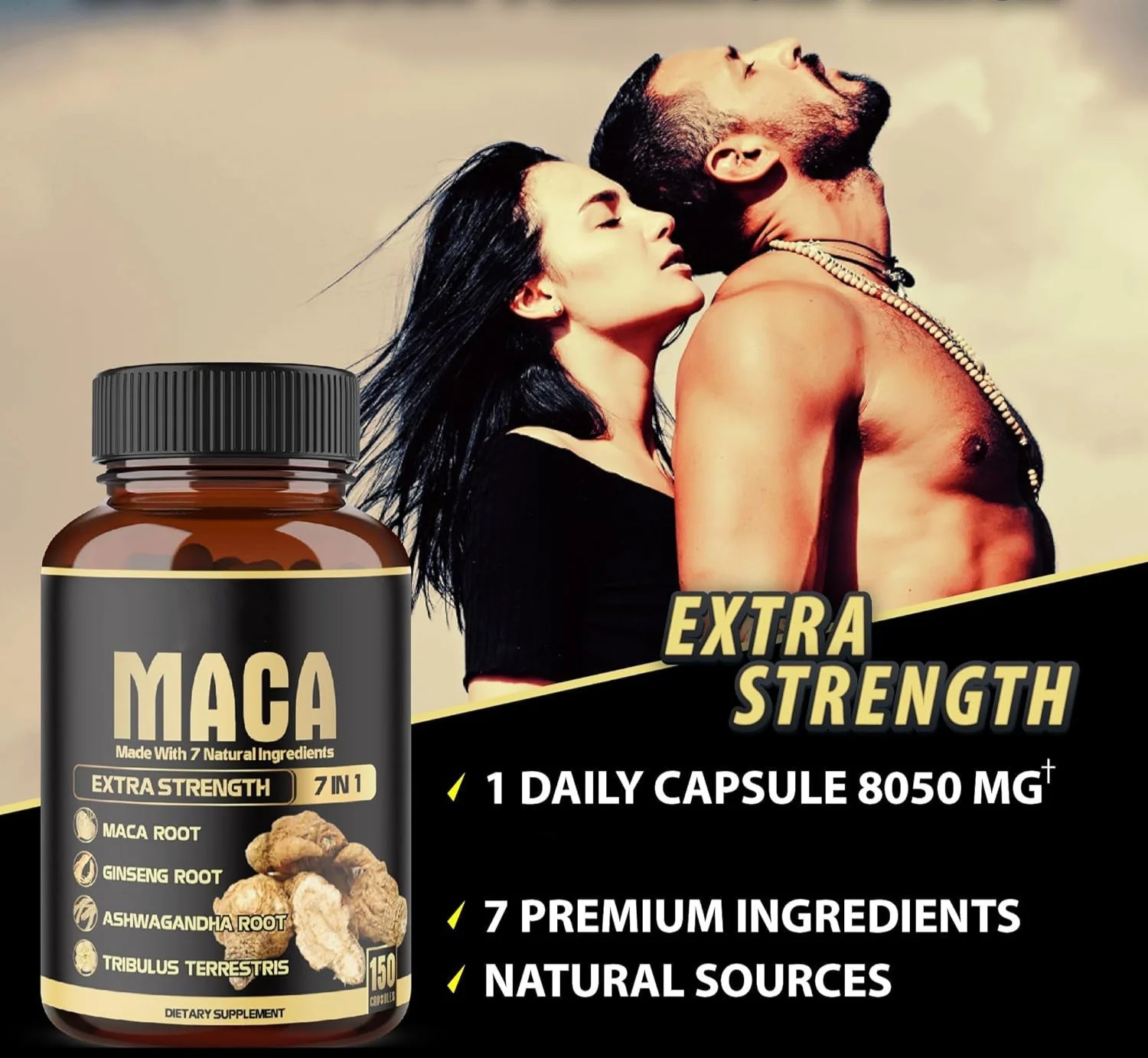 Extra Strength 7-in-1 Herbal Extracts Maca Root Blend for Male Vitality & Overall Wellness