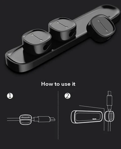Baseus Magnetic Peel and Stick Cable Clip Organizer - Image 7
