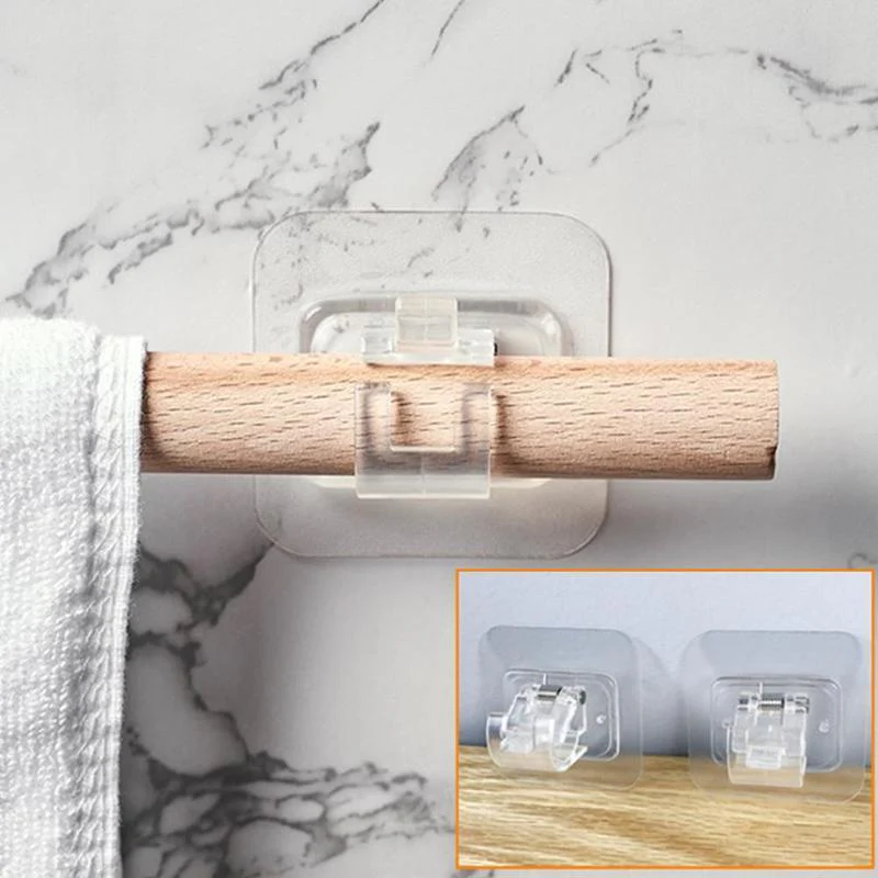 Transparent Self Adhesive Rod Bracket Holder (2pcs) - Image 6