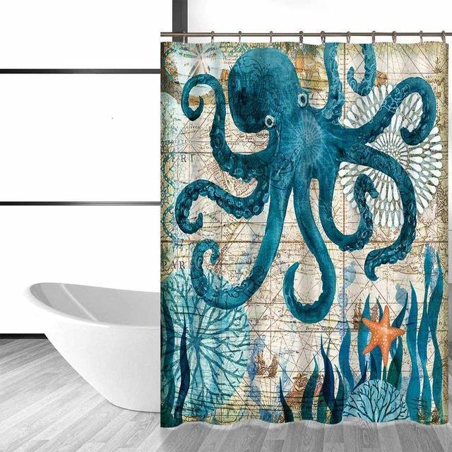 Marine Animals Waterproof Shower Curtain (4 Variations Available) - Image 2