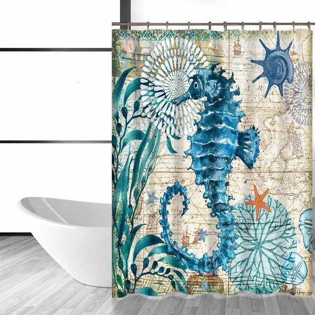Marine Animals Waterproof Shower Curtain (4 Variations Available) - Image 3