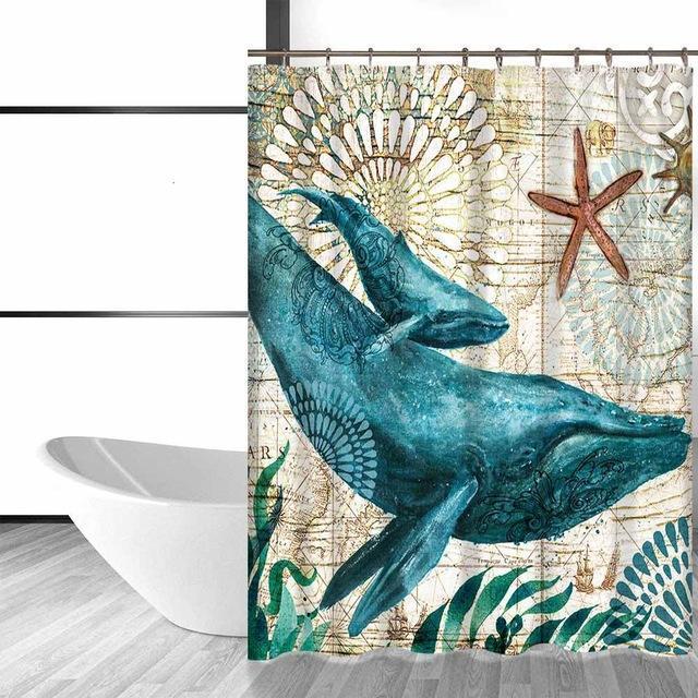 Marine Animals Waterproof Shower Curtain (4 Variations Available) - Image 4