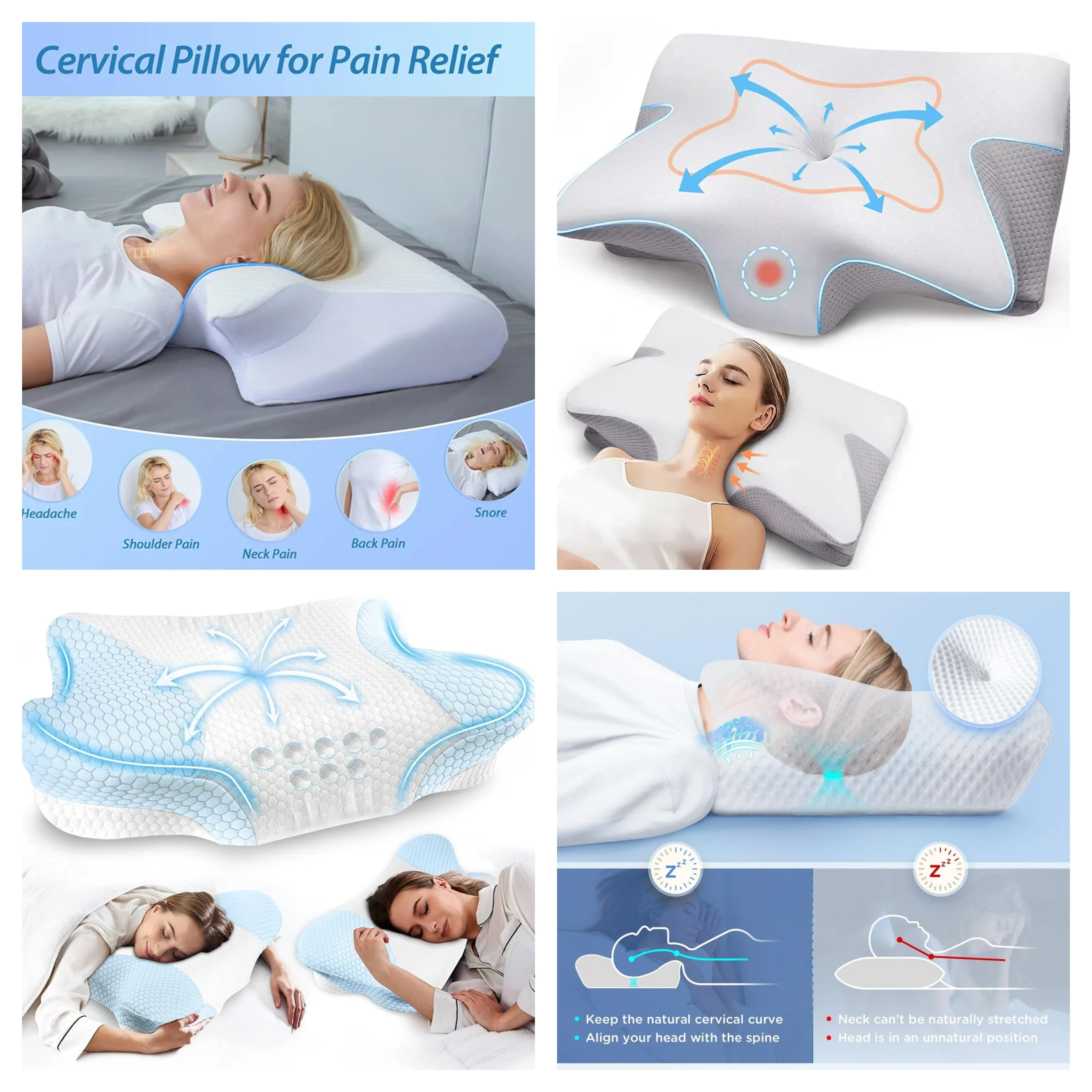 Cervical Support Orthopedic 2-in-1 Memory Foam Neck & Shoulder Pressure Relief Pillow - Image 2