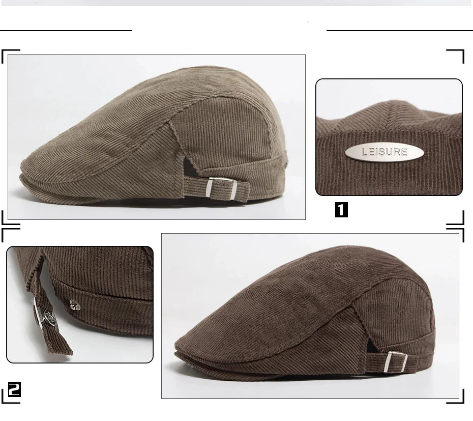Vintage Corduroy Front and Back Wear Newsboy Flat Cap - Image 7