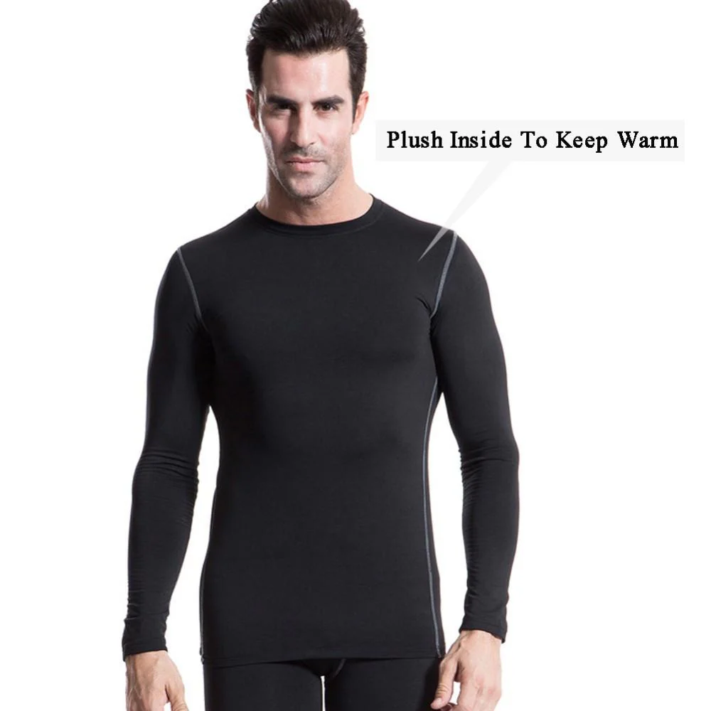 Men Plush Base Layer Long Sleeve Thermal T Shirt - Image 2