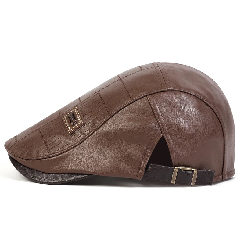 Classic vintage style Pu Leather Lightweight adjustable Comfortable Fit Newsboy Caps - Image 10