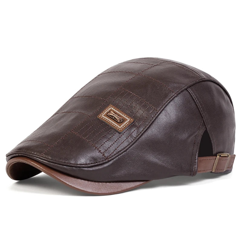Classic vintage style Pu Leather Lightweight adjustable Comfortable Fit Newsboy Caps - Image 17