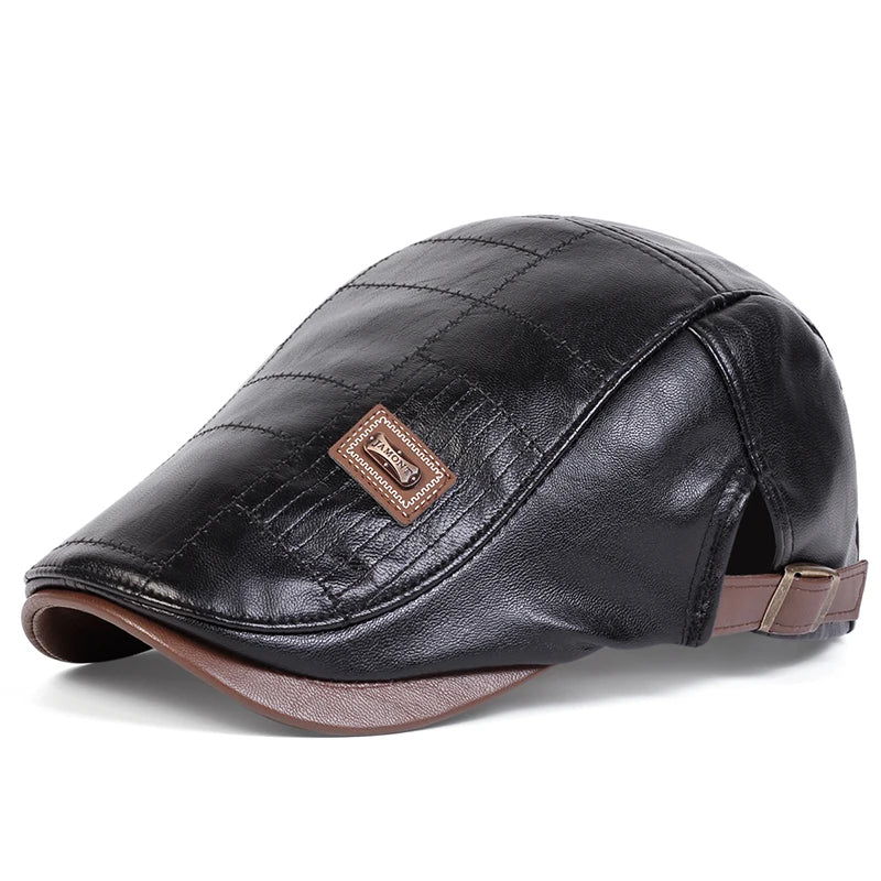 Classic vintage style Pu Leather Lightweight adjustable Comfortable Fit Newsboy Caps - Image 18