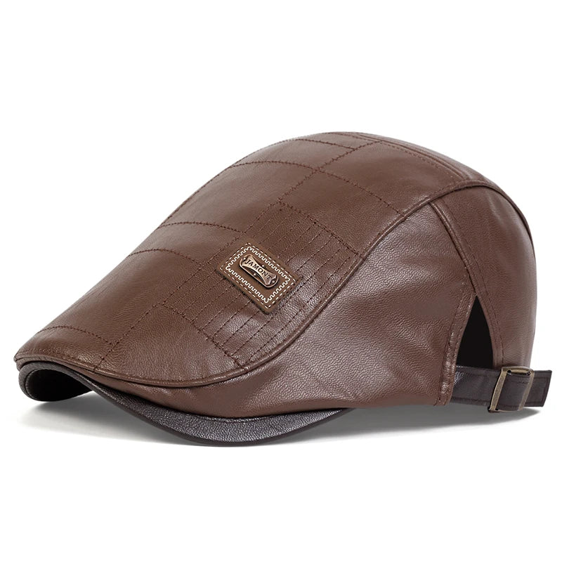 Classic vintage style Pu Leather Lightweight adjustable Comfortable Fit Newsboy Caps - Image 21