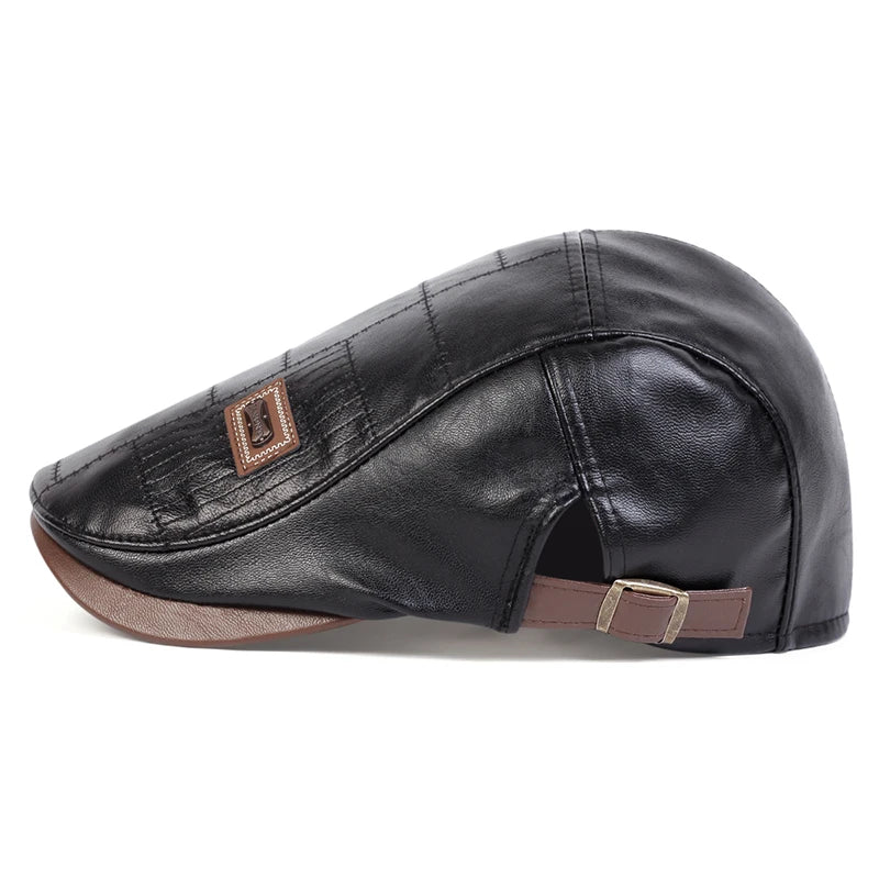 Classic vintage style Pu Leather Lightweight adjustable Comfortable Fit Newsboy Caps - Image 3
