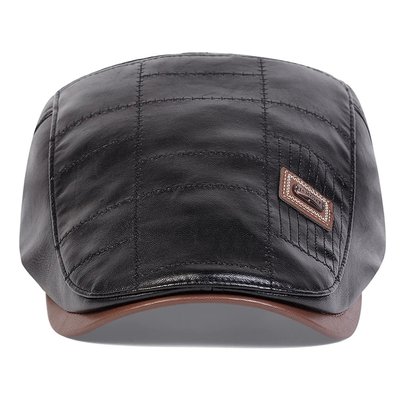Classic vintage style Pu Leather Lightweight adjustable Comfortable Fit Newsboy Caps - Image 4