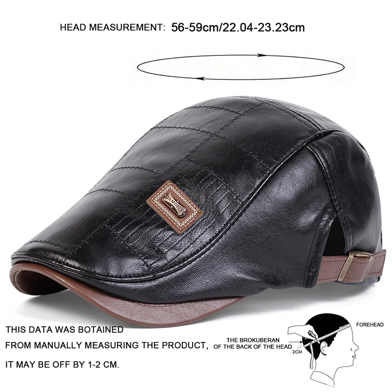 Classic vintage style Pu Leather Lightweight adjustable Comfortable Fit Newsboy Caps - Image 6