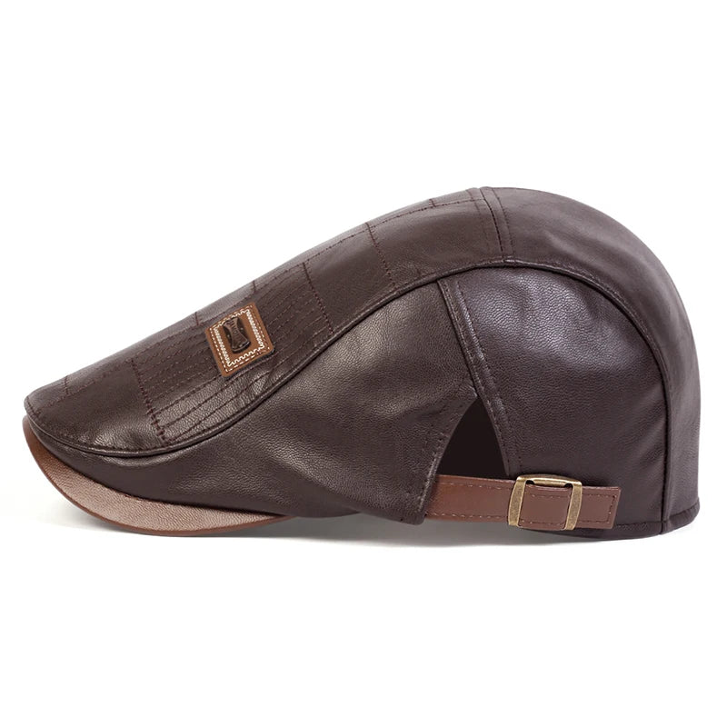 Classic vintage style Pu Leather Lightweight adjustable Comfortable Fit Newsboy Caps - Image 7