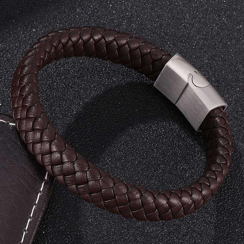 Men's Braided Leather Magnetic Bracelet - Image 11