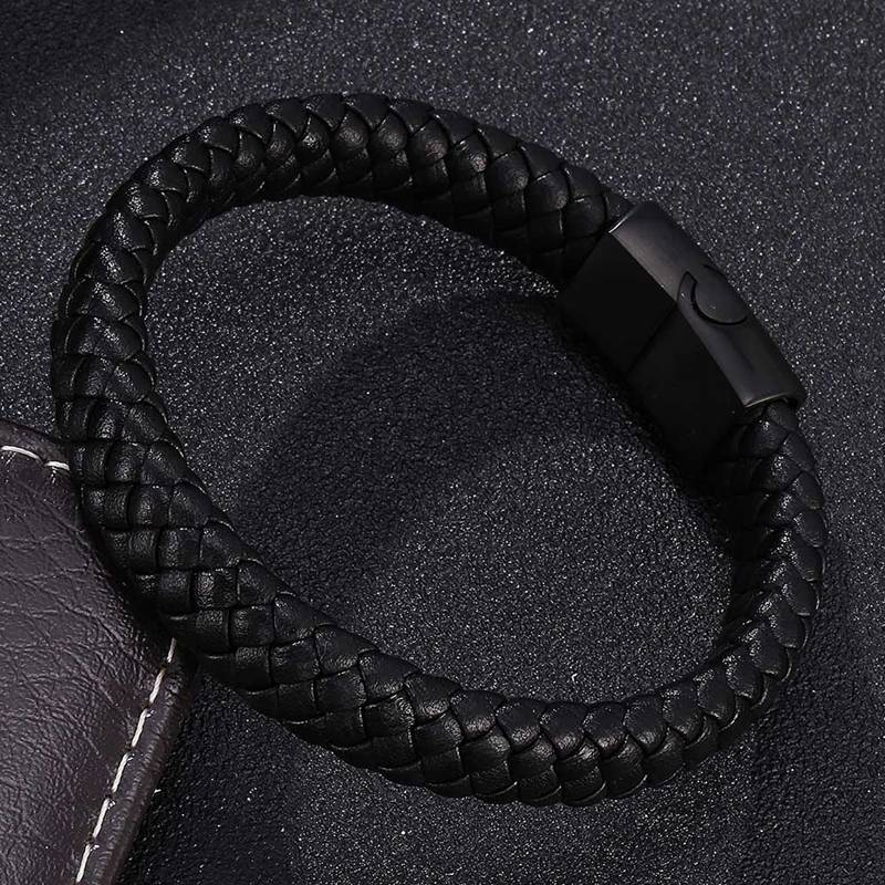 Men's Braided Leather Magnetic Bracelet - Image 12
