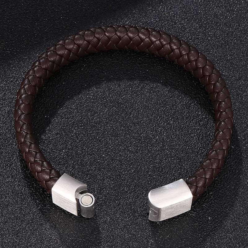 Men's Braided Leather Magnetic Bracelet - Image 15