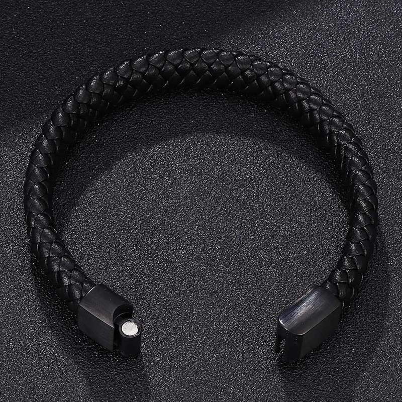 Men's Braided Leather Magnetic Bracelet - Image 16