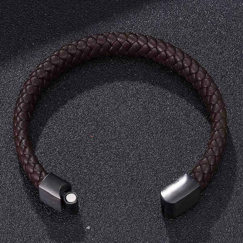 Men's Braided Leather Magnetic Bracelet - Image 17