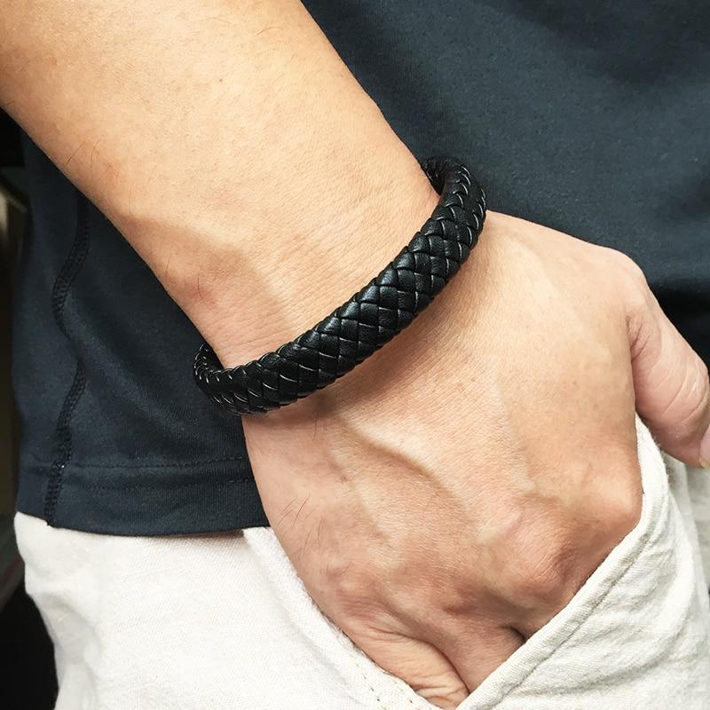 Men's Braided Leather Magnetic Bracelet - Image 19