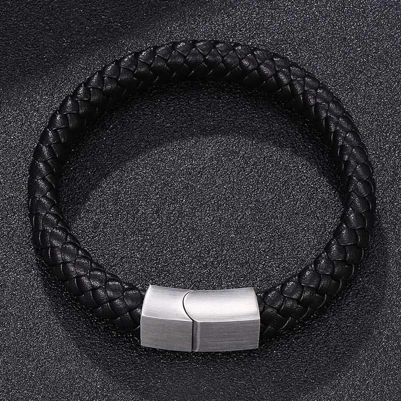 Men's Braided Leather Magnetic Bracelet - Image 20
