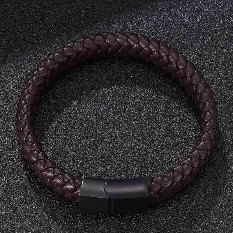 Men's Braided Leather Magnetic Bracelet - Image 23