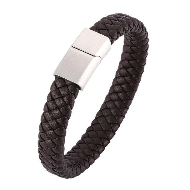Men's Braided Leather Magnetic Bracelet - Image 3