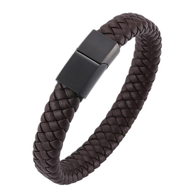 Men's Braided Leather Magnetic Bracelet - Image 5