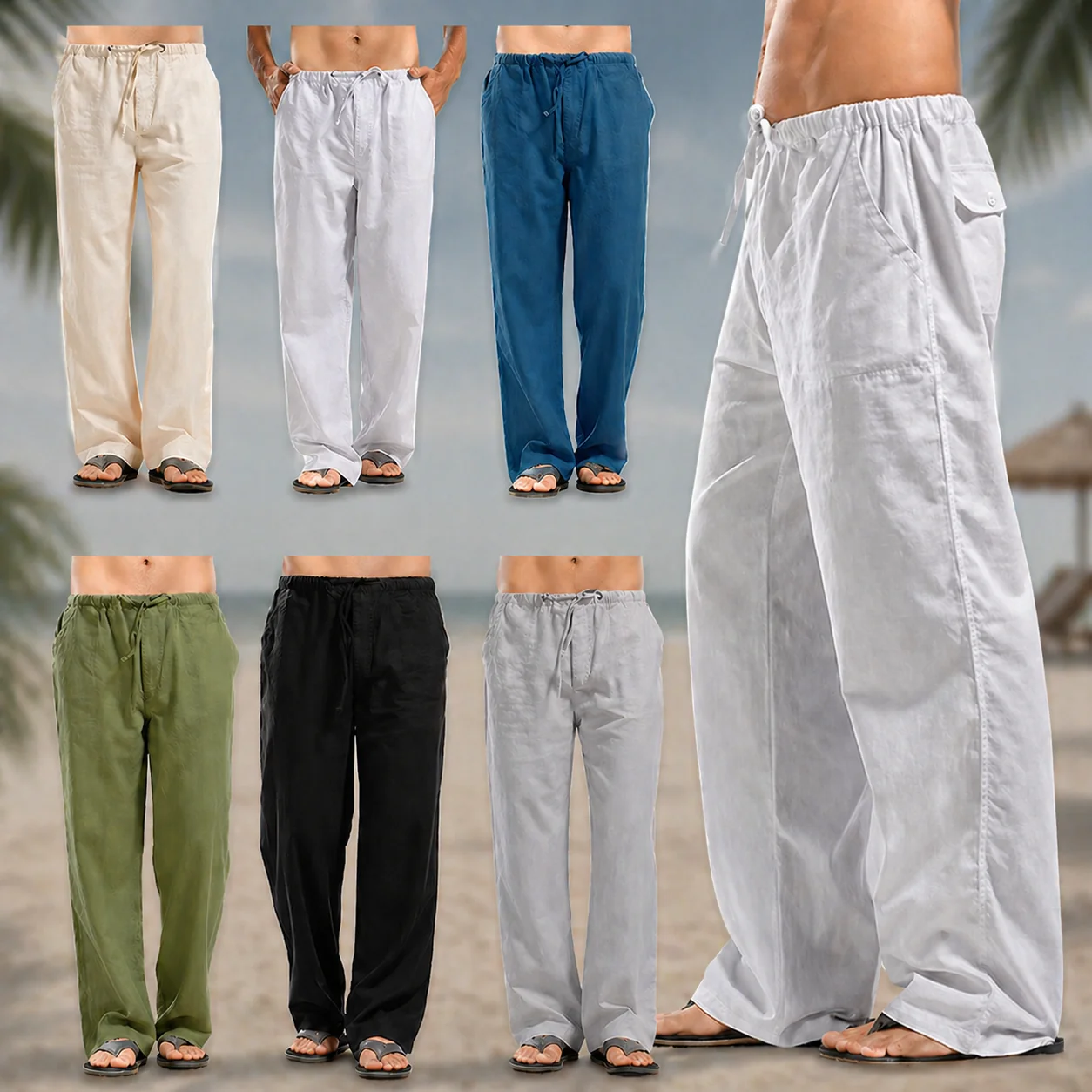 BreezeFlow Cotton Linen Relaxed Loose Fit Breathable Pants for Men