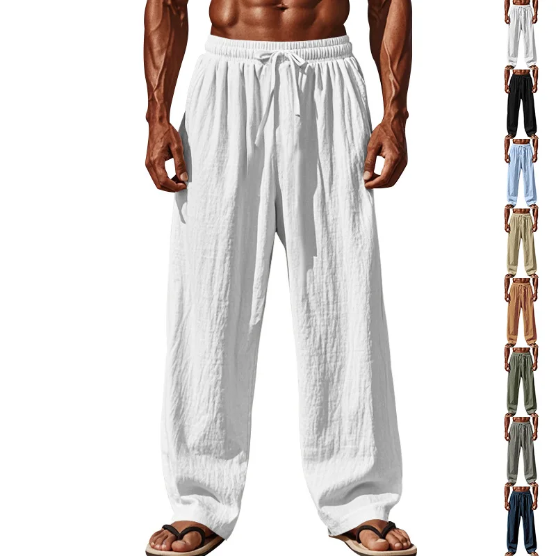 BreezeFlow Cotton Linen Relaxed Loose Fit Breathable Pants for Men - Image 12