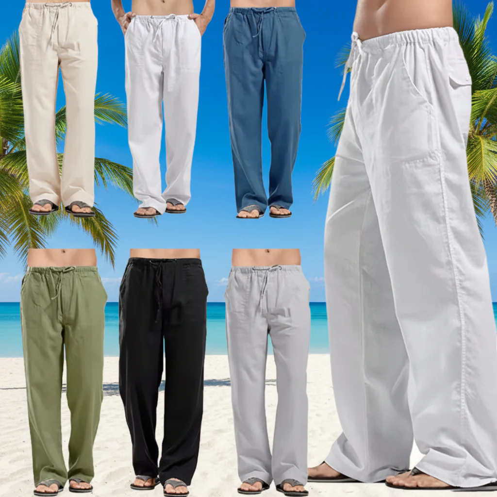 BreezeFlow Cotton Linen Relaxed Loose Fit Breathable Pants for Men - Image 2