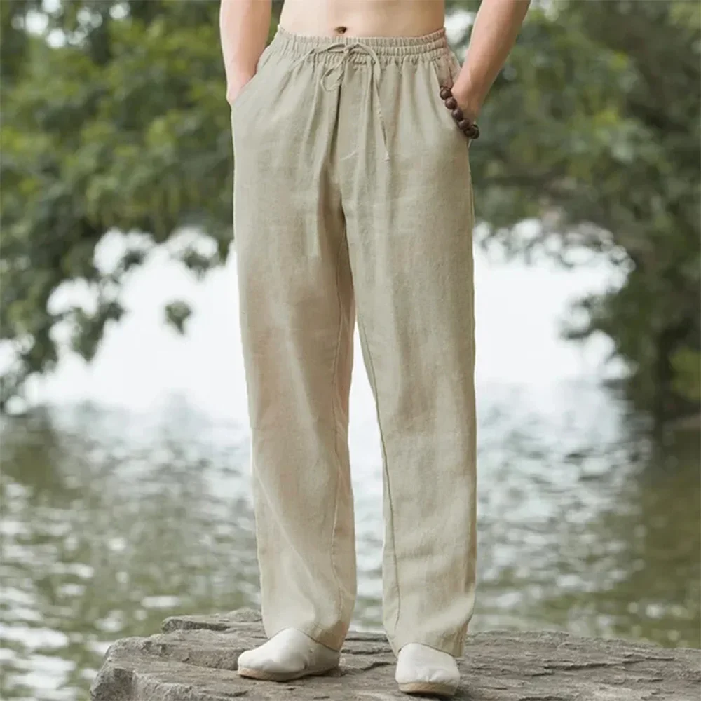 BreezeFlow Cotton Linen Relaxed Loose Fit Breathable Pants for Men - Image 3