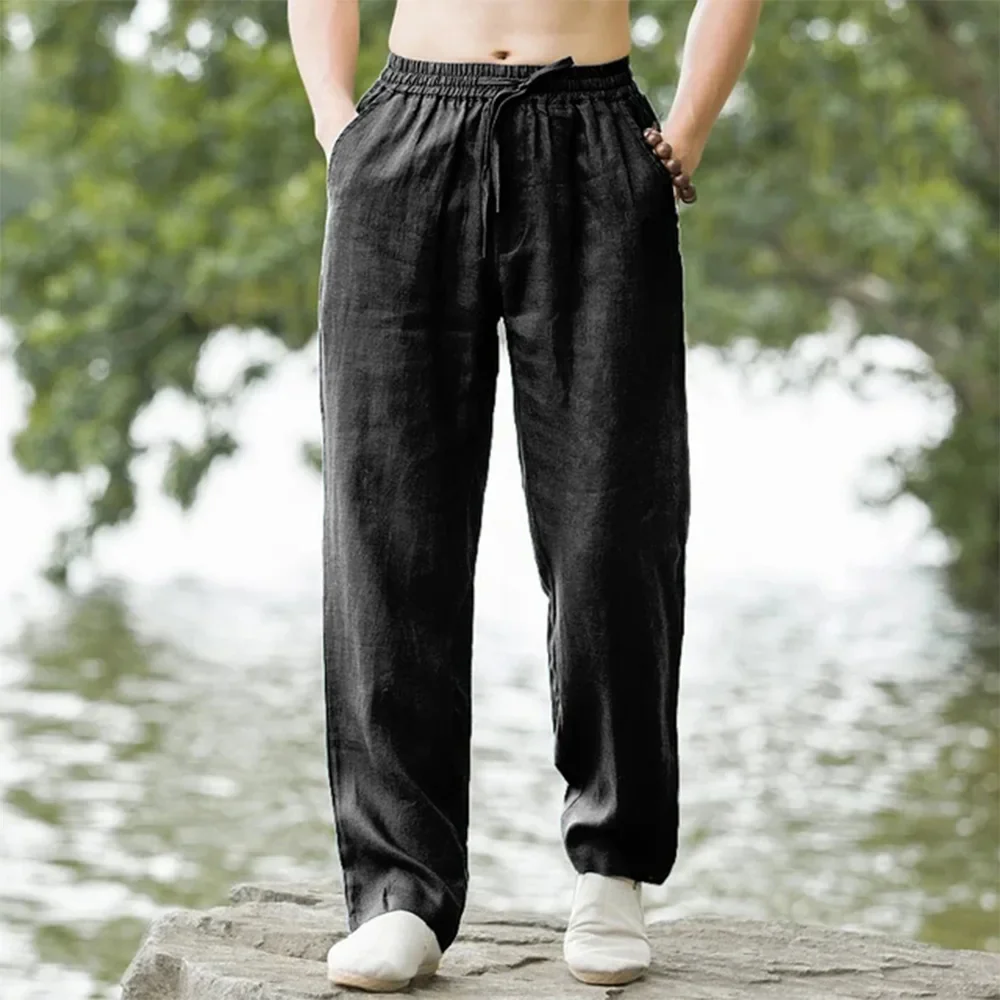 BreezeFlow Cotton Linen Relaxed Loose Fit Breathable Pants for Men - Image 6