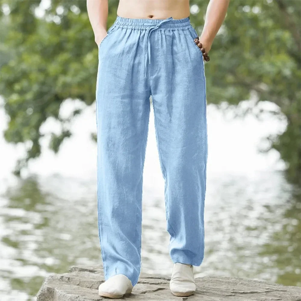 BreezeFlow Cotton Linen Relaxed Loose Fit Breathable Pants for Men - Image 8