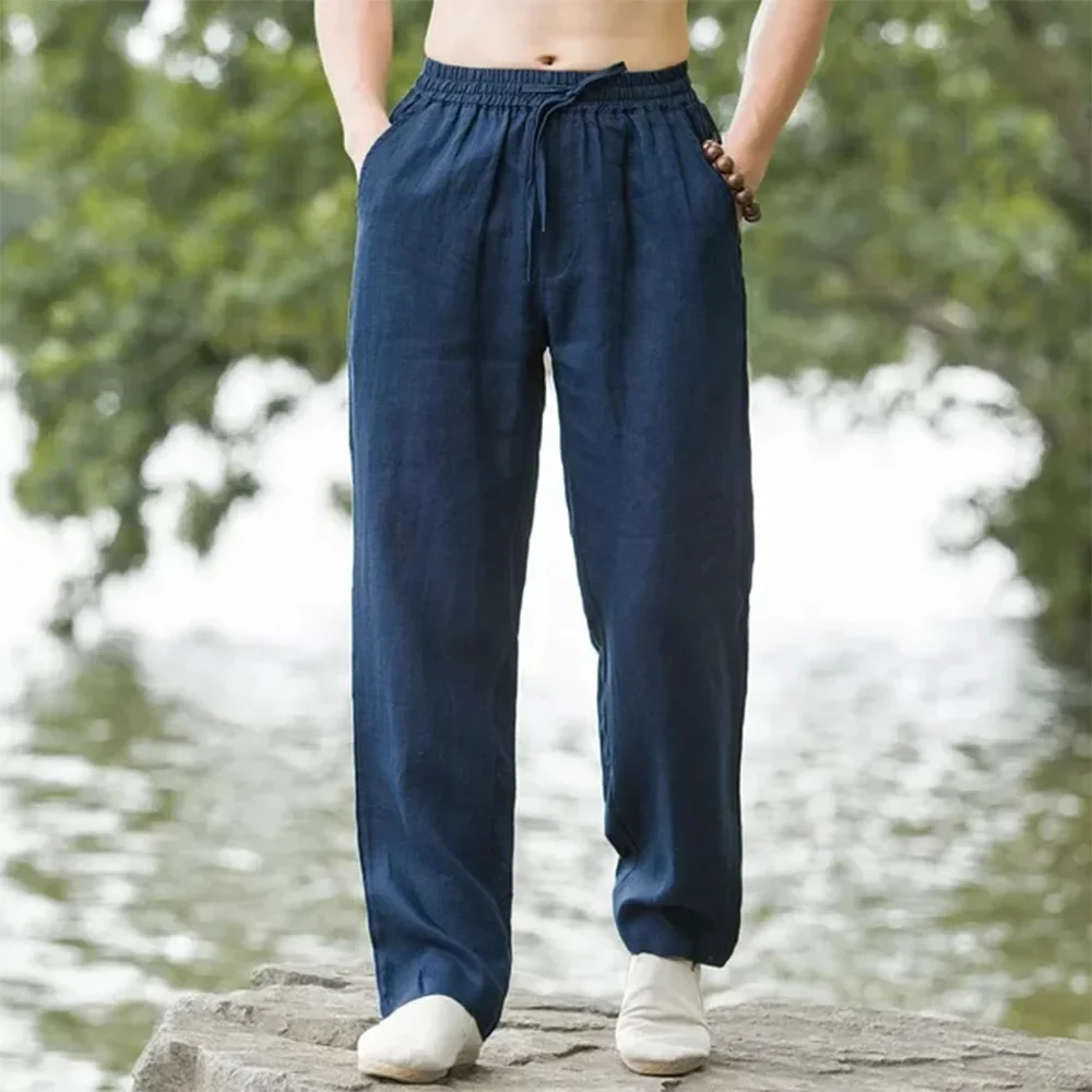 BreezeFlow Cotton Linen Relaxed Loose Fit Breathable Pants for Men - Image 9