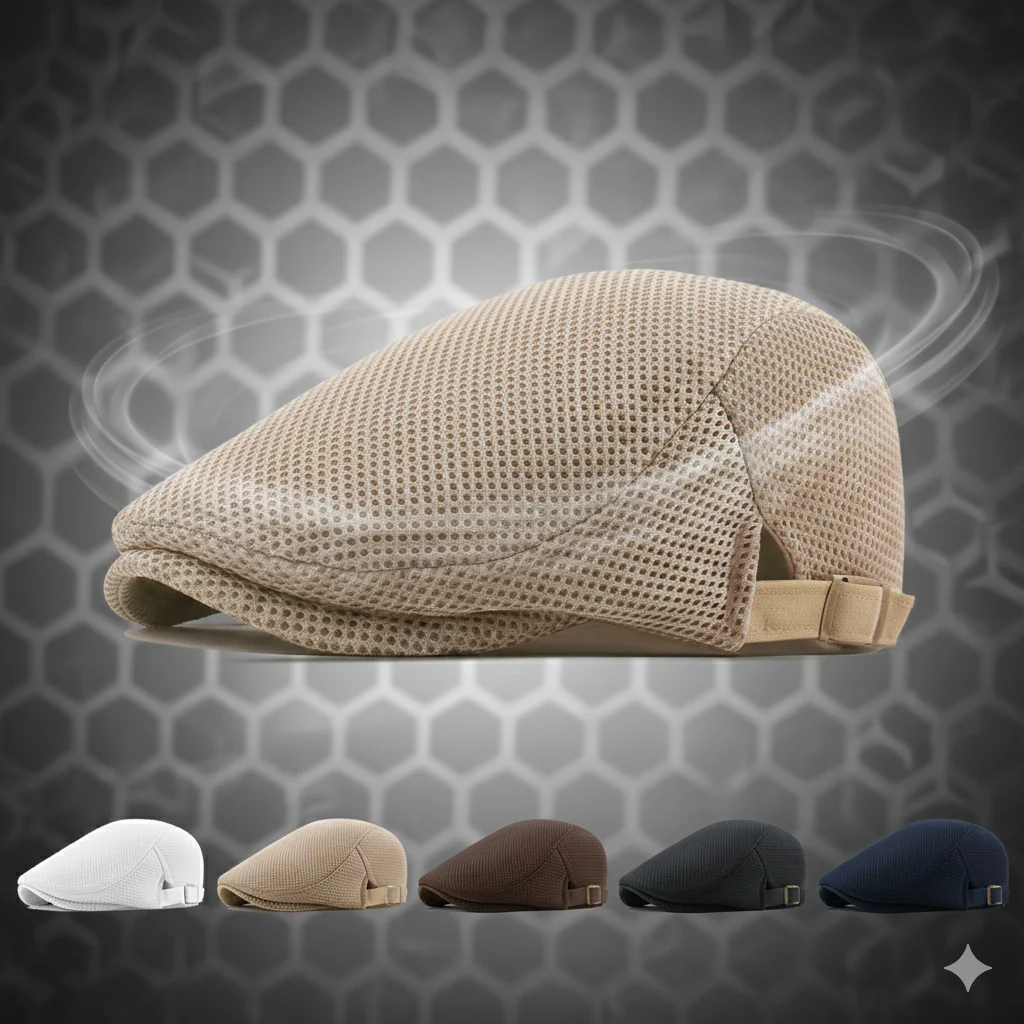 BreezeFit Adjustable Lightweight Breathable Mesh Newsboy Cap