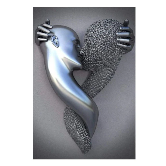 3D Metal Figure Statue Art Canvas Poster - Image 12