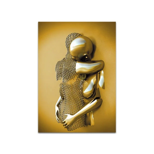 3D Metal Figure Statue Art Canvas Poster - Image 13