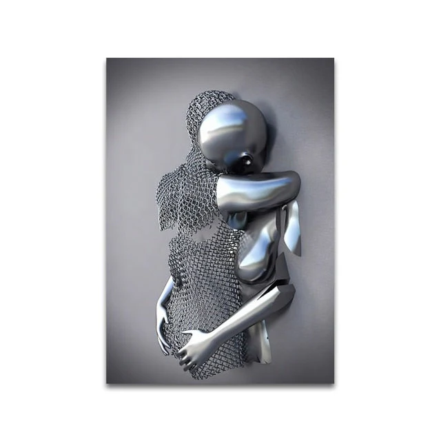 3D Metal Figure Statue Art Canvas Poster - Image 14