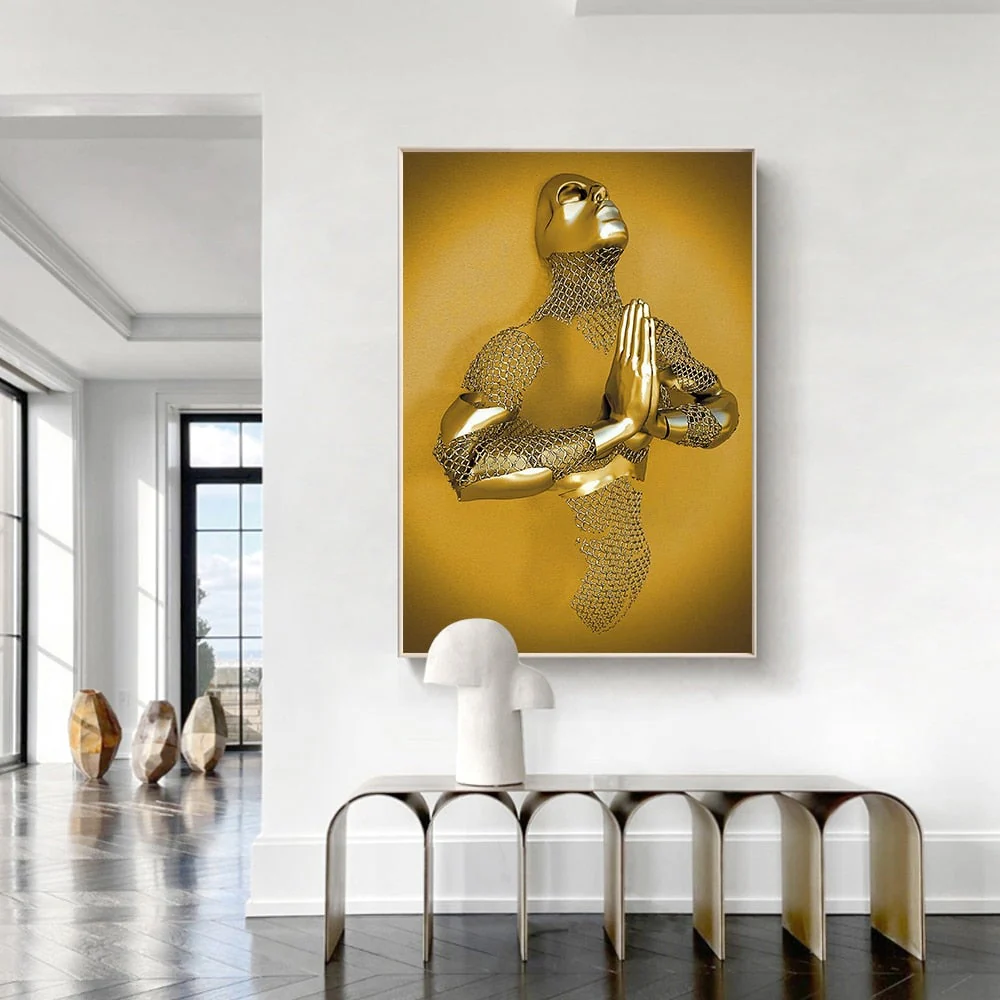 3D Metal Figure Statue Art Canvas Poster - Image 15