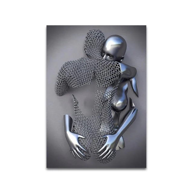 3D Metal Figure Statue Art Canvas Poster - Image 16