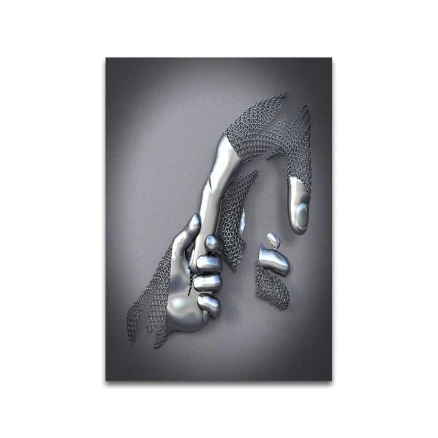 3D Metal Figure Statue Art Canvas Poster - Image 19